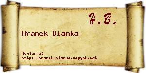 Hranek Bianka névjegykártya
